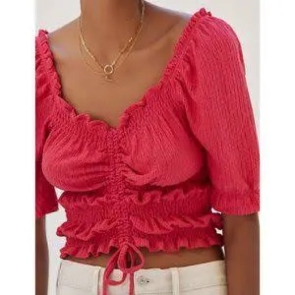 PILCRO PUFF-SLEEVED TOP Barbie Pink